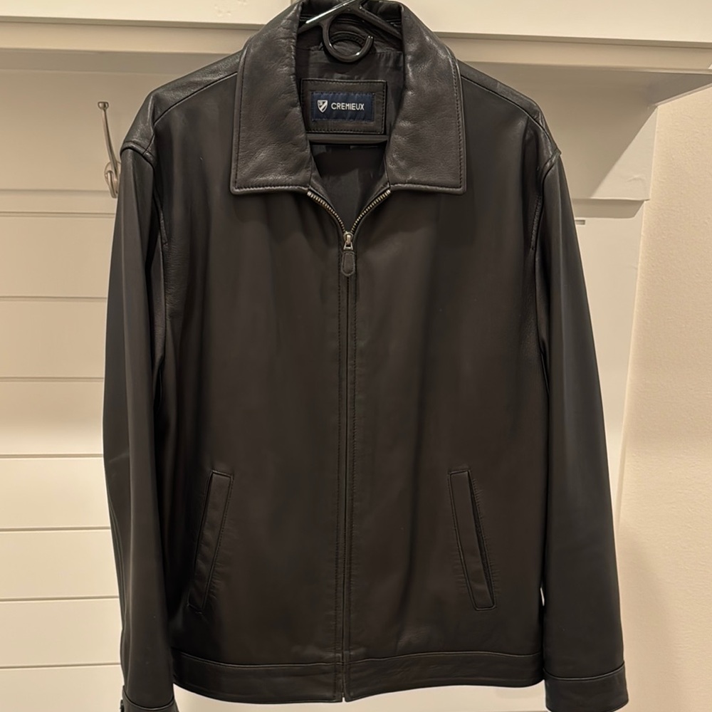 Cremieux Men’s Black Leather Jacket Large